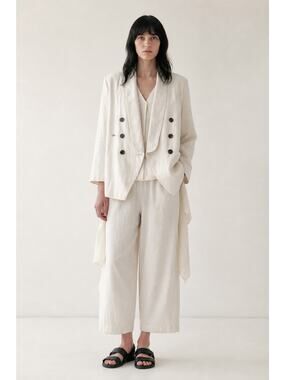 Maria Stanley Organic Cotton Maximo Blazer Jacket Bone White Womens Size XS New